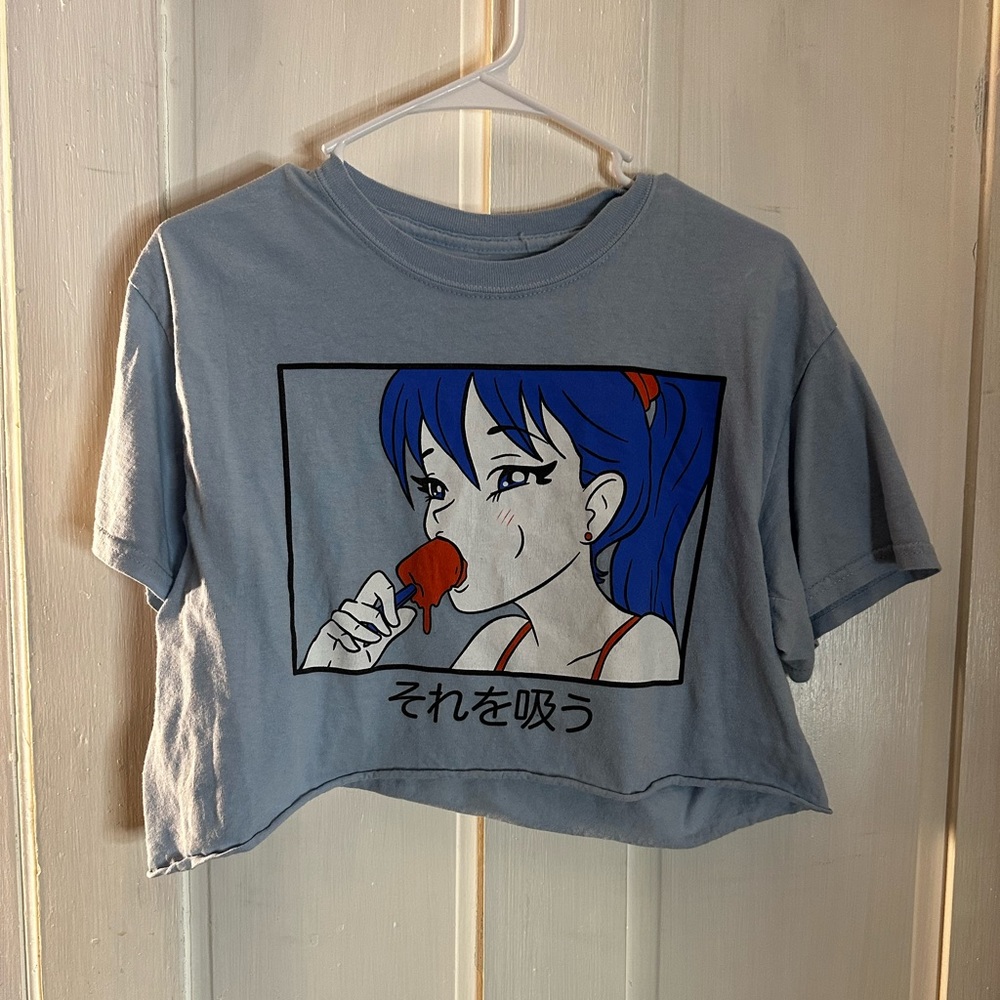 Cropped popsicle anime girl shirt